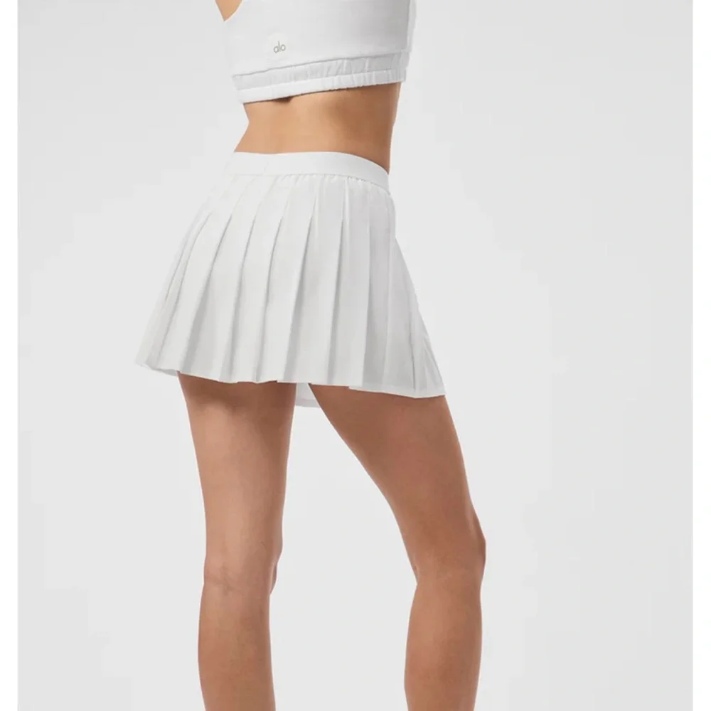 White All Yoga Pleated Tennis Skirt